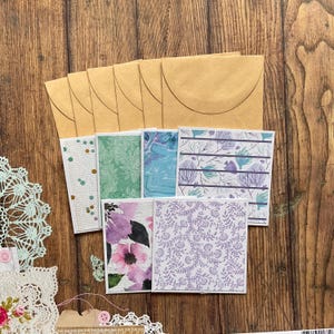 Mini gift card pack and envelopes, assorted blank cards, gift cards, set of 6 cards, mini card set, cards with Kraft paper envelope