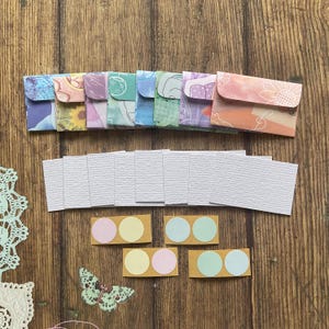 Mini cards, tiny cards and envelope set, mixed papers, Fairy notes, Mini stationery, coloured envelopes, mini stationary