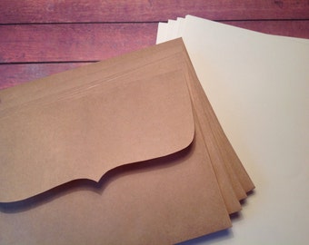 writing set, stationery set, rustic writing set, stationary set, Kraft and cream writing set, beige writing paper