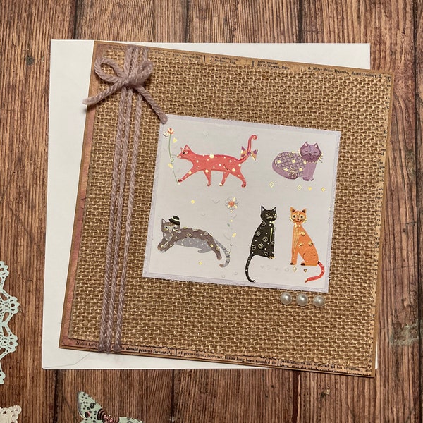 Handmade card, blank card, cat card, birthday card, handmade, Homemade cards, pet card