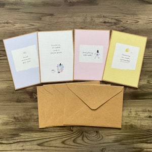 Cartes d'encouragement, cartes vierges, lot de 4 cartes, lot de cartes, cartes de voeux, cartes d'anniversaire faites main, cartes pour toutes les occasions