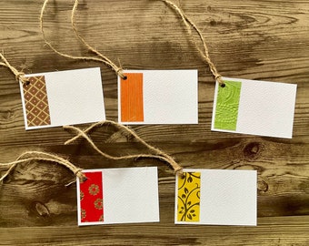 Gift tags, handmade tags, autumn tags, thank you tags, set of 5 tags, white gift tags, rustic tags