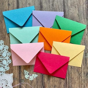 Mini envelopes, mixed colored envelopes, handmade envelopes, set of 8 envelopes, envelopes,