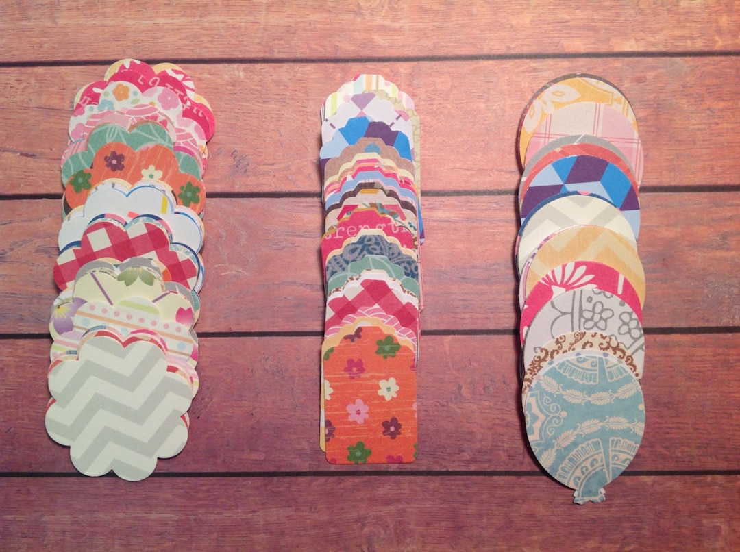 40 Die Cuts, 1.5 Inch Die Cuts, Paper Die Cuts, Multi Coloured Paper