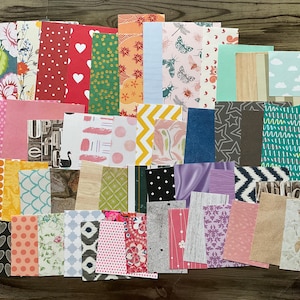 Mini Scrapbook Paper Pack: 50 Assorted Craft Papers - Destash Variety