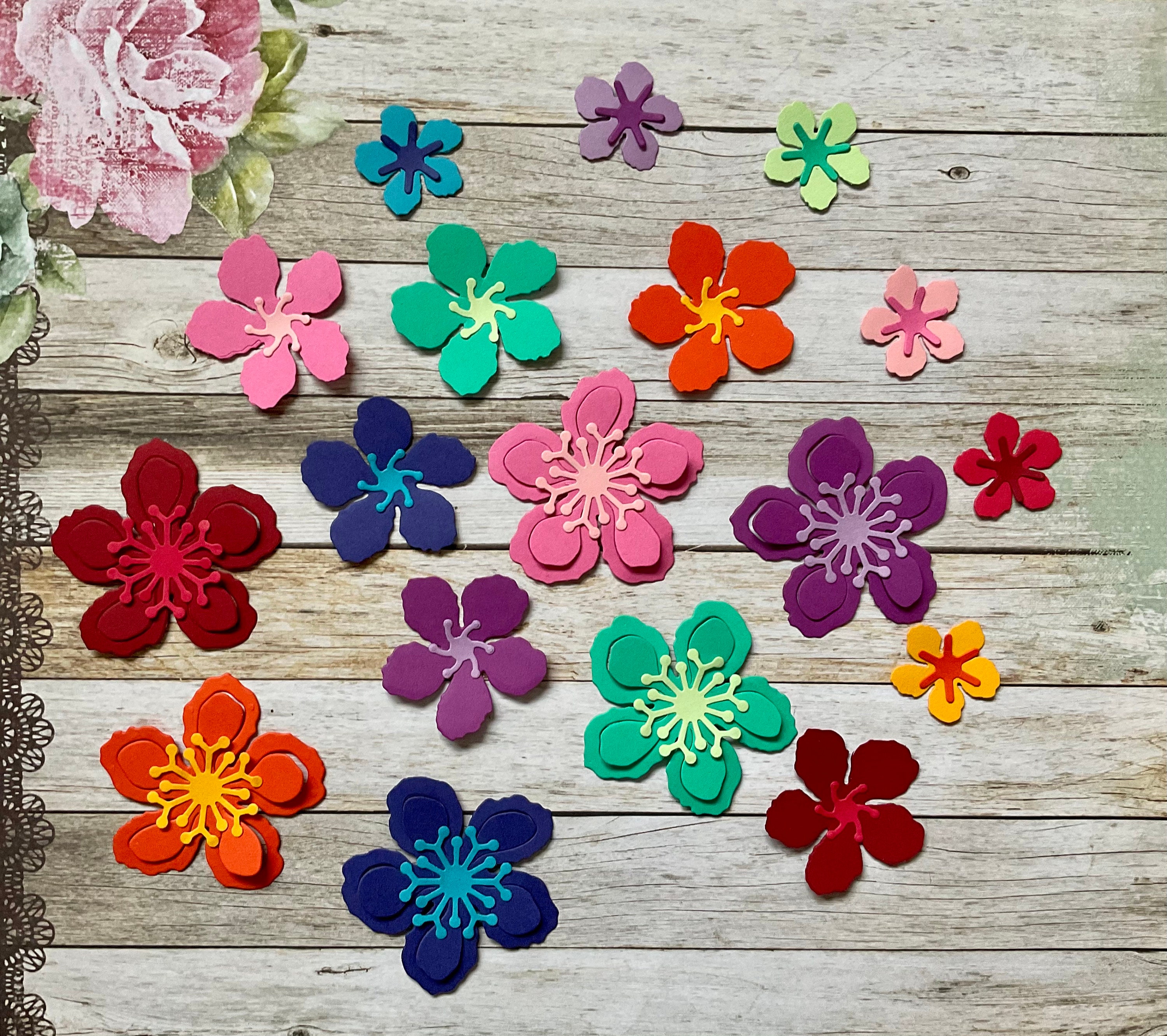 18 Flower Die Cuts 3 Sizes Flower Die Cuts Etsy