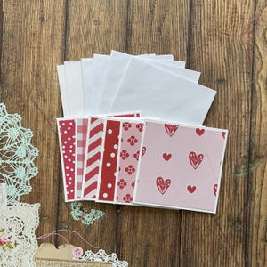 Mini cards, mini note cards, set of 6, red cards, gift tags, 3 x 3 cards, mini red cards, red gift cards, mini cards with envelopes