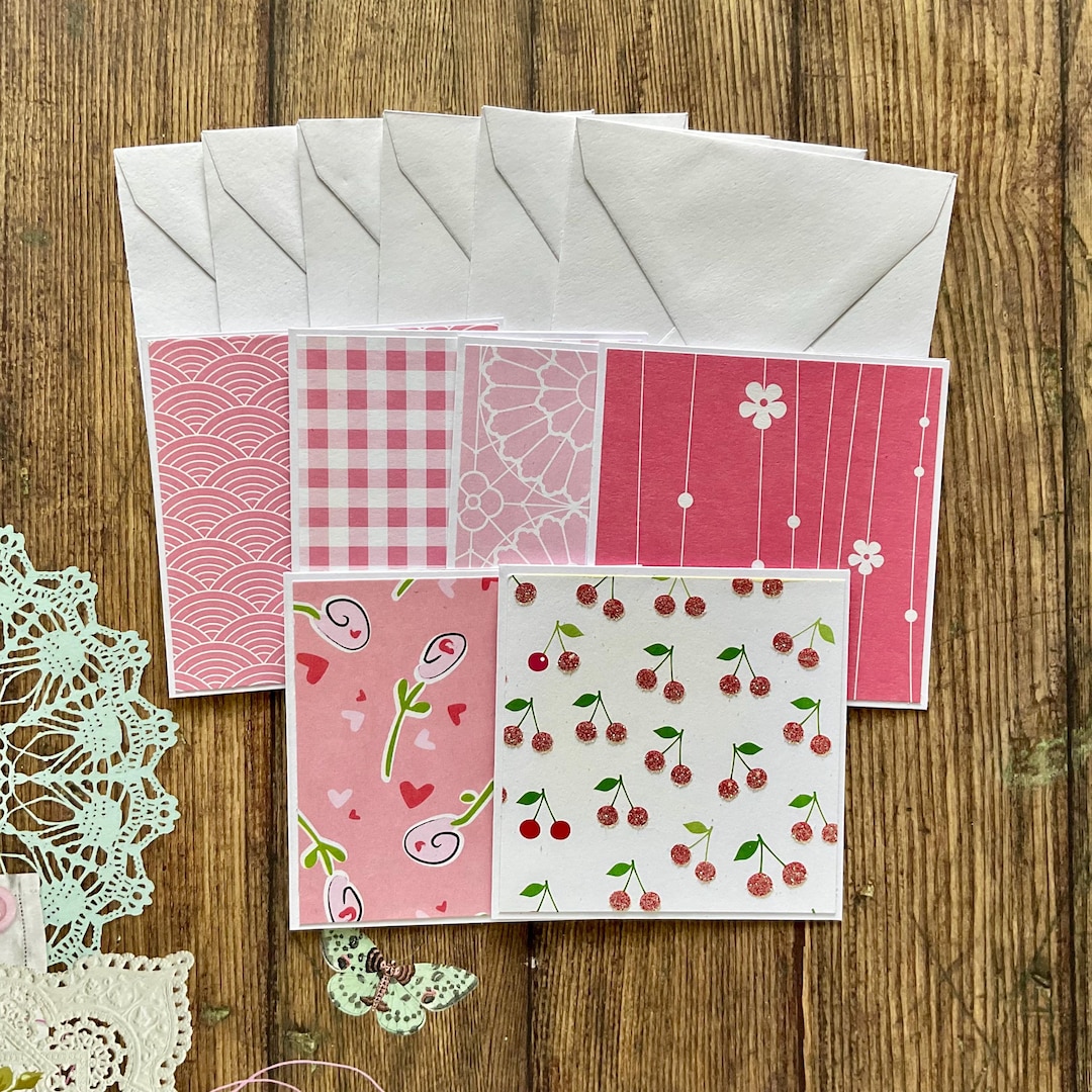 Mini Pink Note Cards: Set of 6, Gift Tags With Envelopes - Etsy Australia
