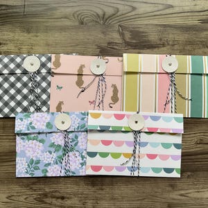 handmade envelopes, set of 5 envelopes, beautiful envelopes, stationery, mixed envelopes, pen pal gift, patterned envelopes,