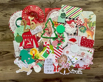 Handmade Die Cut Embellishment Variety Pack, Christmas Scrapbook Supplies, cardmaking supplies