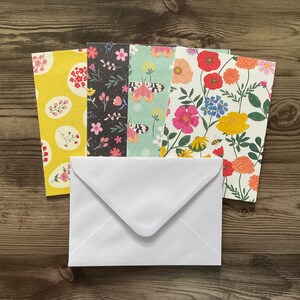 Cartes vierges, lot de 4 cartes, cartes florales, lot de cartes, cartes de voeux, cartes d'anniversaire faites main, cartes pour toutes les occasions
