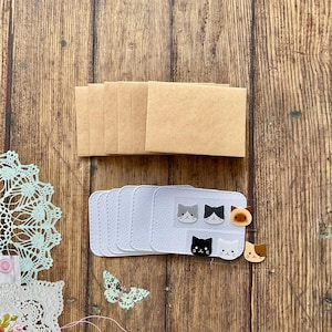 Ensemble de mini cartes, petites cartes et enveloppes, papeterie chat, papeterie chat, mini papeterie, enveloppes kraft, mini papeterie, cartes de correspondance plates