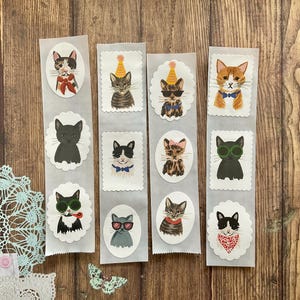 12 adesivi per gatti, adesivi di carta fatti a mano, adesivi kawaii per gatti, forniture per album, forniture per diari, regali per amici di penna, forniture per posta ordinaria,