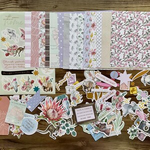 Destash, Australiana scrapbooking kit, Scrapbooking pack, card making pack, patterned paper, ephemera, die cuts, stickers