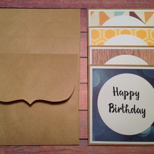Cartes d'anniversaire, lot de 4 cartes d'anniversaire, cartes masculines, cartes avec enveloppes en papier kraft, 10 x 10 cartes, mini cartes d'anniversaire