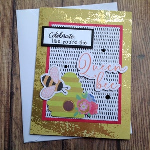 Handmade birthday card, birthday card, bee cards, celebrate card, handmade card, homemade card