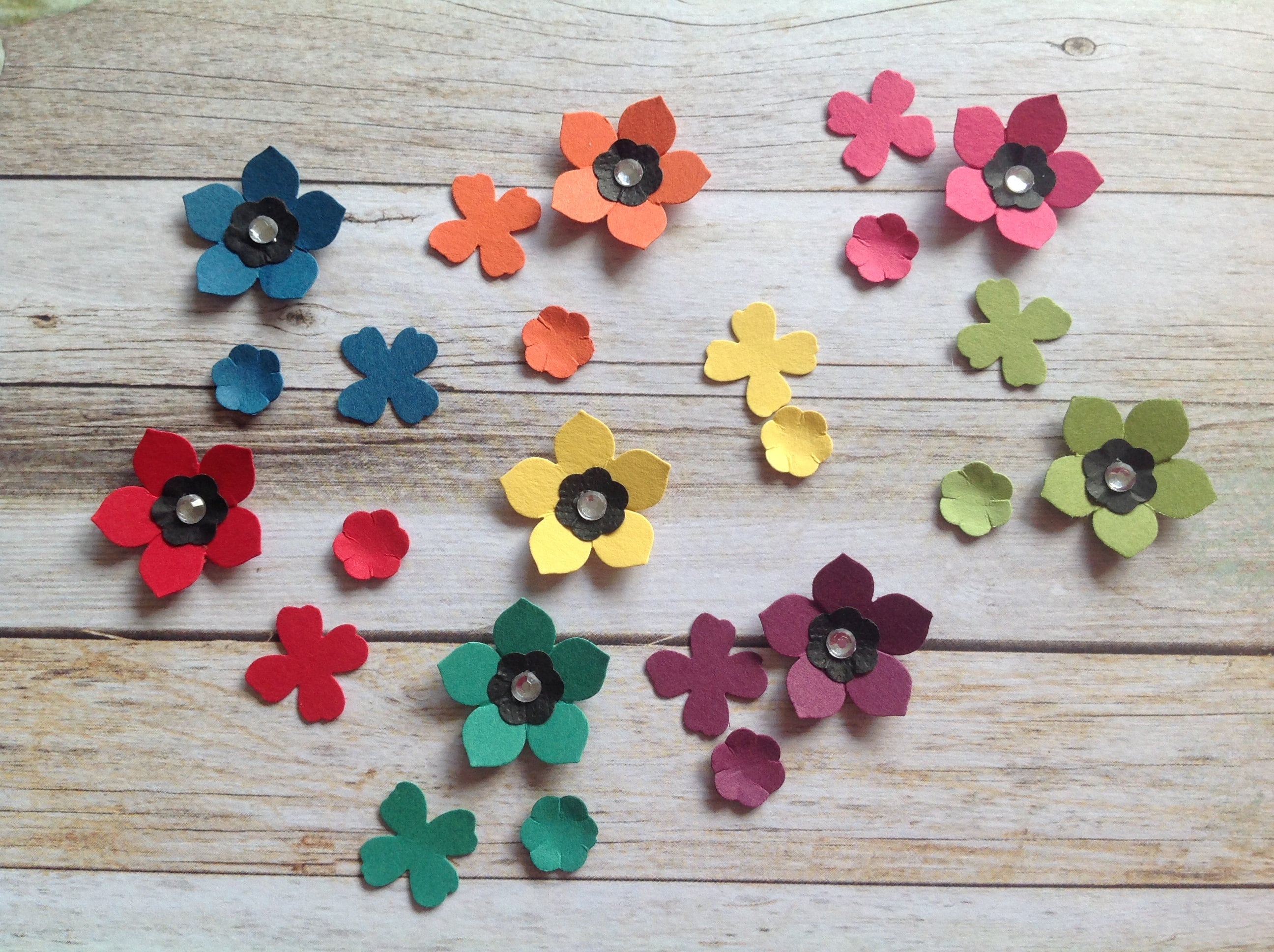 24 Handmade Flowers Mixed Flower Die Cuts Mixed Flowers Die Etsy