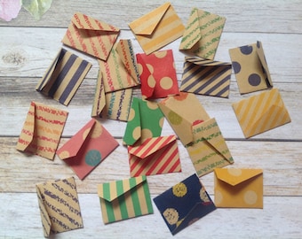 20 Tiny cards,mini kraft paper envelope and card set, fairy notes, tiny stationery, mixed envelope set, tiny stationary,