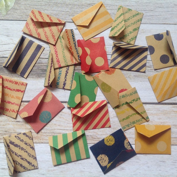 20 Tiny cards,mini kraft paper envelope and card set, fairy notes, tiny stationery, mixed envelope set, tiny stationary,