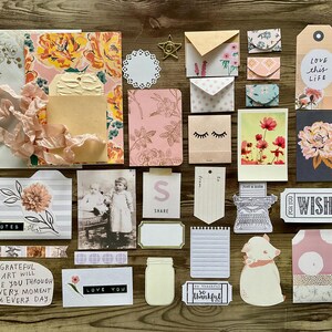Kit de diario basura, suministros para diario, kit de inspiración, kit de bricolaje, kit hecho a mano, kit para envolver regalos, material efímero, kit para scrapbooking, kit para hacer tarjetas