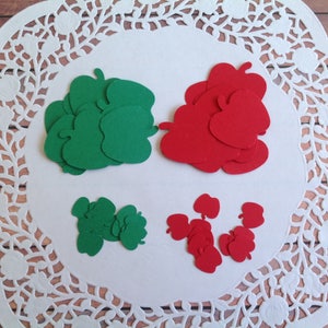 Apple die cuts, 40 Apple punches, Cardmaking supplies,  red apples, green apples, apple confetti, die cuts,