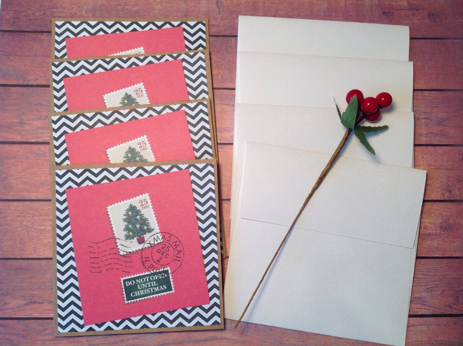 Christmas Cards Set of 4 Christmas Cards Kraft Cardstock Etsy Australia