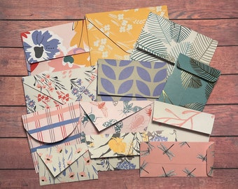 Handmade Cardstock Envelopes, Patterned Mini Envelope Set of 12, sample pack