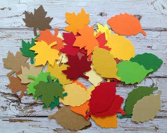 40 troqueles de hojas de papel variadas: colores de otoño, confeti para scrapbooking