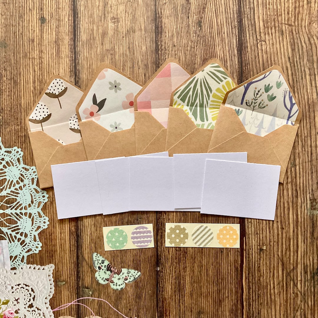 Mini Cards, Tiny Cards and Envelope Set, Kraft Papers, Fairy Notes ...