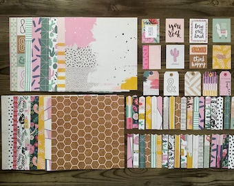 Zestaw różnorodnych papierów do scrapbookingu 6x6: 17 designerskich arkuszy, mini banerów i etykiet