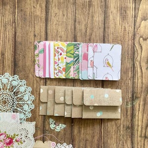 Mini gift card pack and envelopes, assorted blank cards, gift cards,set of 12 cards, mini card set, homemade mini cards and envelopes