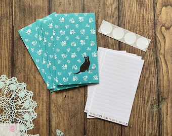 Mini cards, tiny cards and envelope set, Cat papers, Fairy notes, cat stationery, Mini stationery, cat envelopes, mini stationary