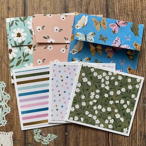 Mini cards, mini note cards, set of 3, mixed cards, gift tags, blank cards, mini cards with envelopes,