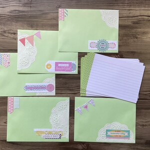 Posta ordinaria, set da scrittura, set di cancelleria, set di cancelleria, buste decorate con schede decorate, kit per amici di penna fatto a mano, crema al lime