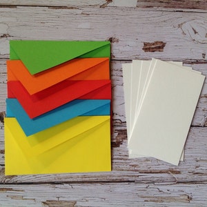 Mini cards, tiny cards and envelope set, Mini stationery, coloured envelopes, mini stationary