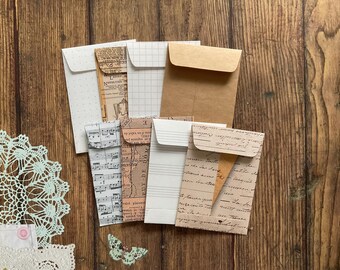 Enveloppes neutres pour pièces de monnaie : lot de 8 papiers mélangés faits main