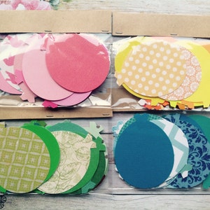Balloon confetti, cardstock confetti, tags, large balloon die cuts, pink balloon tags,green,yellow,orange, blue