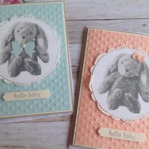 Tarjeta de bebé, Tarjeta de recién nacido, Tarjetas hechas a mano, Tarjetas de conejito, Tarjeta de niña, Tarjeta de niño, Tarjeta de recién nacido hecha a mano, Tarjetas de bebé hechas a mano