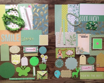 Inspiration kit, Mini kit, Inspiration pack, DIY kit, gift wrapping kit, junk journal kit, green kit, scrapbooking kit, cardmaking kit