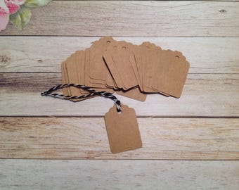 Tiny Gift tags,30 mini Kraft tags, price tags,vanilla price tags, Ivory price tags, Kraft cardstock tags, mini gift tags, tags and twine set