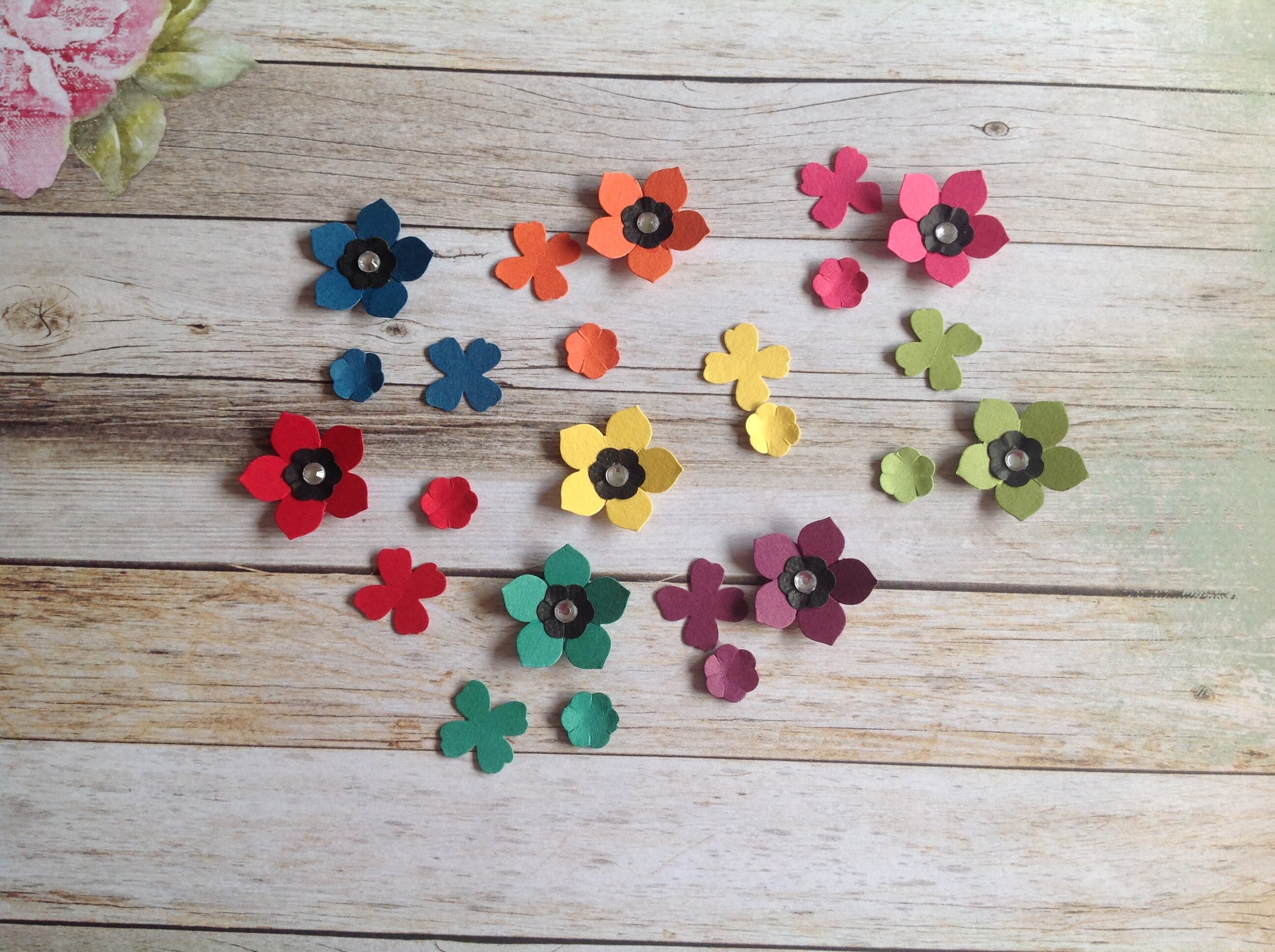 24 Handmade Flowers Mixed Flower Die Cuts Mixed Flowers Die Etsy