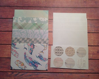 Mini juego de tarjetas: sobres y sellos originales (juego de 6)