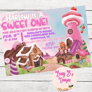 Sweet One, Candy Land, Two Sweet Birthday Invitation