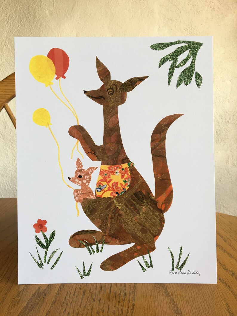 Kangaroos With Balloons Baby Art Print Nursery Decor Baby Etsy