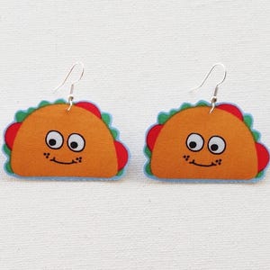 Funny Taco Earrings Fabric Cute Mexican Food Earrings Taco Gift Jewelry Taco Food Earrings Fun Gift for Friend Taco Gift Hispanic Food Spicy