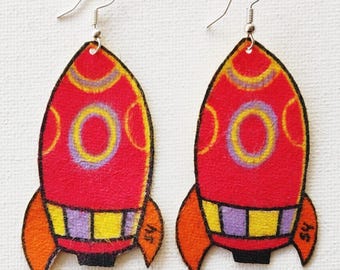 Artemis Space Rocket Fabric Earrings: Spacecraft Jewelry