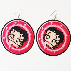 Betty Boop Earrings, Betty Boop Jewelry, Betty Boop Fabric, Betty Boop Gift, Handmade Betty Boop, Betty Boop Art, Cartoon Earrings, Cartoons