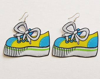 Sneaker Earrings, Trainer Earrings, Footwear Earrings, Gym Shoe Earrings, Athlete Earrings, Jogger Gift, Shoe Jewelry, Shoe Fabric Earrings