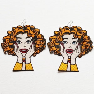 Redhead Earrings, Red Hair Fabric Earrings, Ginger Girl Earrings, Gift for Redhead, Redhead Statement Earrings, Red Hair Women, Ginger Gals