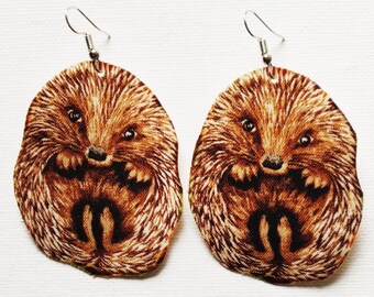 Hedgehog Fabric Earrings, Hedgehog Lover Gift, Handmade Hedgehogs, Hedgehog Earrings, Hedgehog Jewellery, Animal Earrings, Rodent Earrings